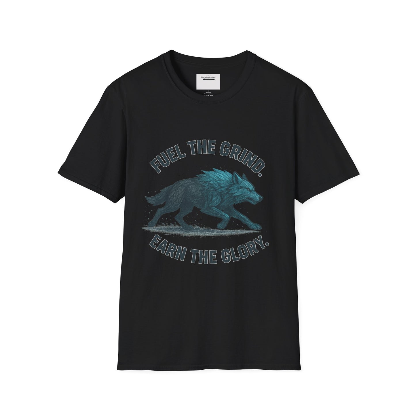 Fuel the Grind Earn the Glory Wolf Design | Wolf Art | Gym Apparel | Grind Mindset Shirt | Alpha Wolf Illustration | Training & Fitness Gift