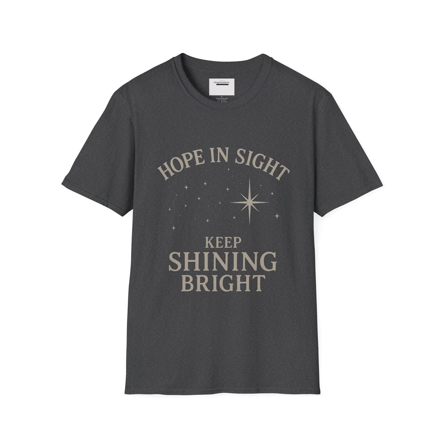 Hope in Sight, Keep Shining Bright, Starry Night Inspired T-Shirt | Inspirational Quote Tee, Gift Idea, Motivational Apparel, Hopeful Style