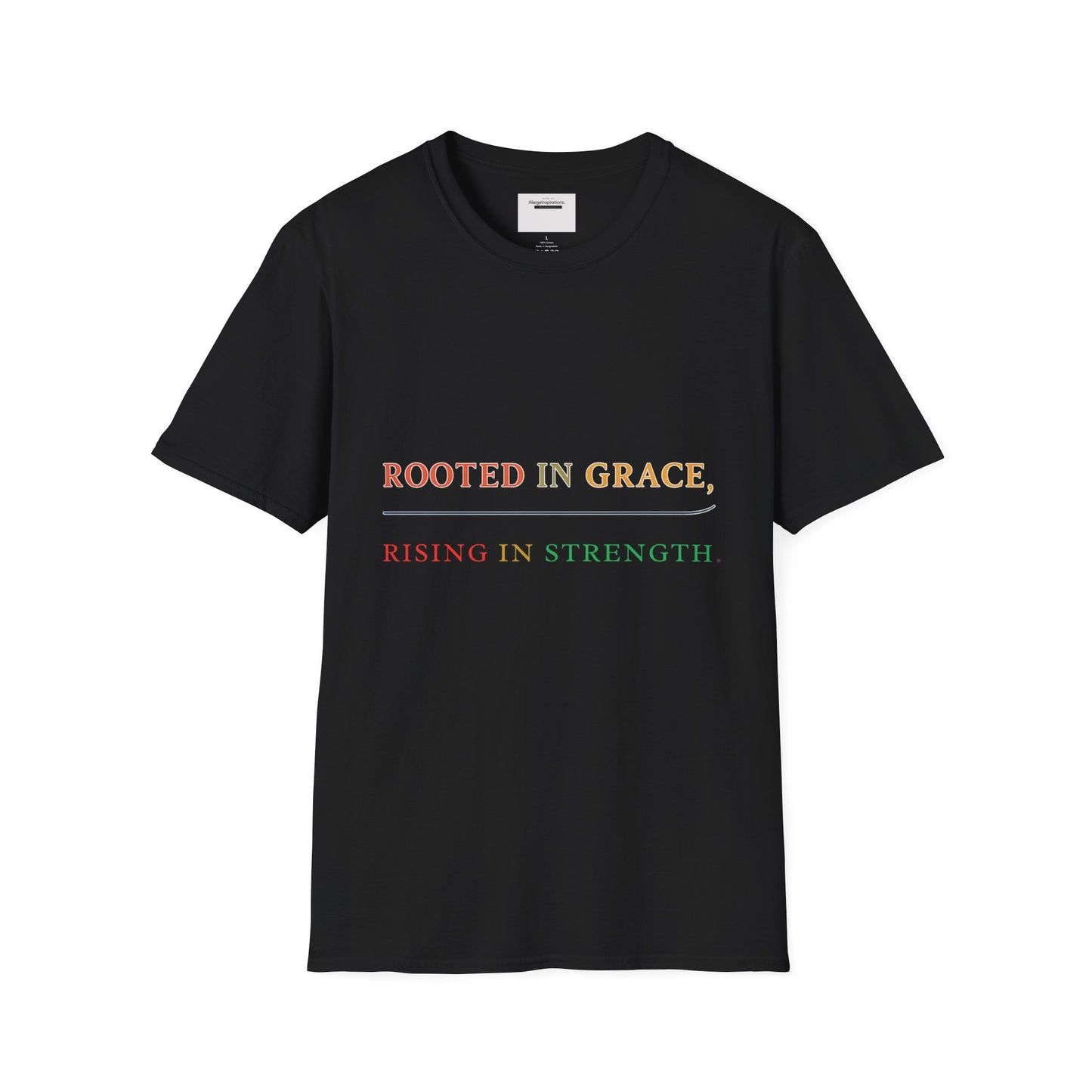 Rooted in Grace Rising in Strength Shirt | Faith Inspired Christian T-Shirt | Minimal Inspirational Quote Gift