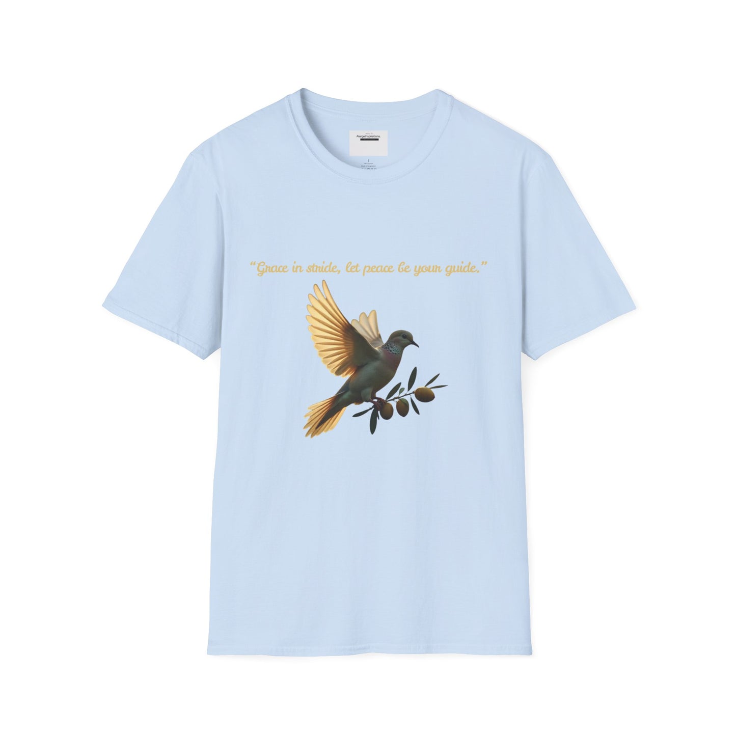 Grace in Stride, Peace as Your Guide Graphic T-Shirt, Unisex T, Mindfulness Shirt, Minimalist Gift for Dove Lovers, Positive Quotes T-Shirt