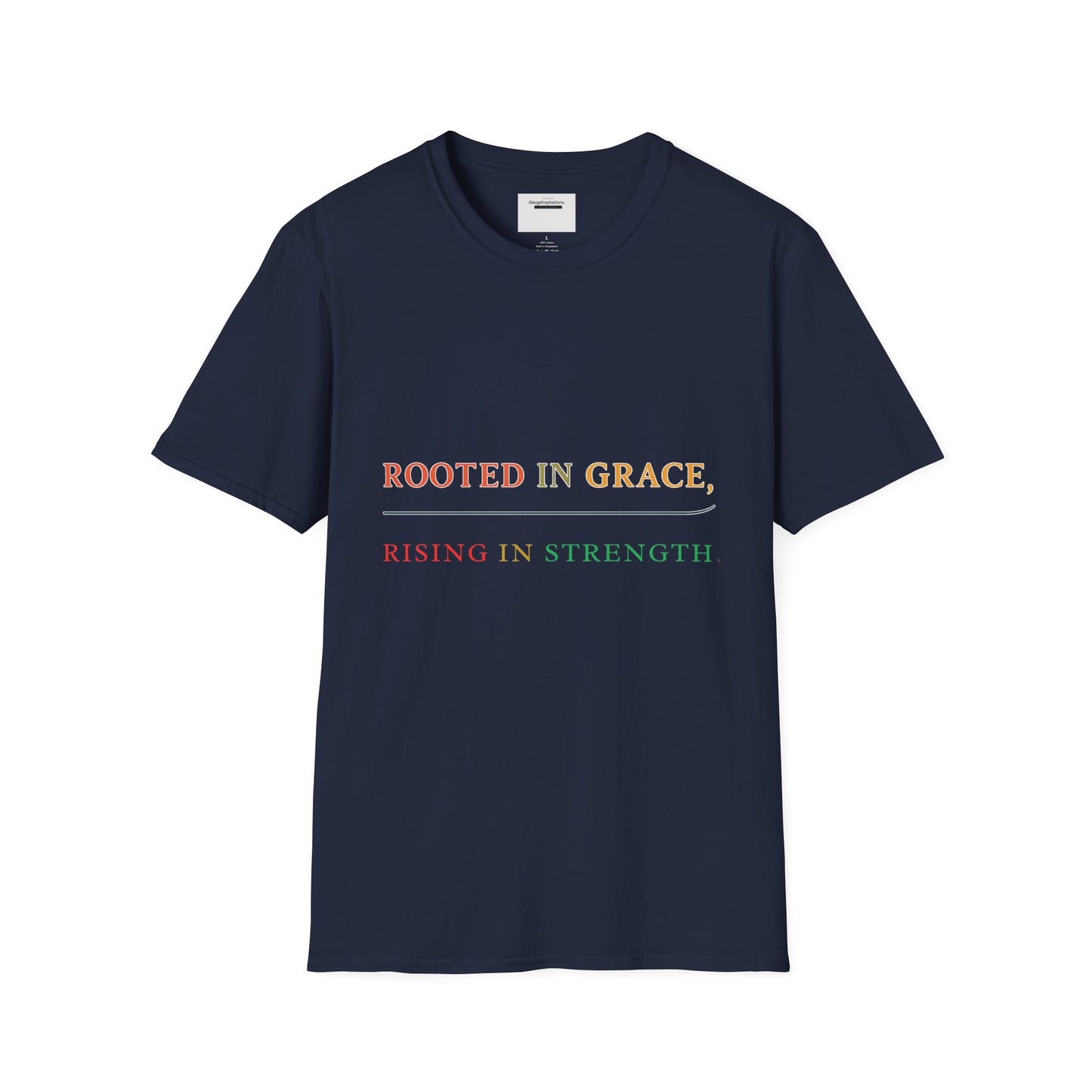 Rooted in Grace Rising in Strength Shirt | Faith Inspired Christian T-Shirt | Minimal Inspirational Quote Gift