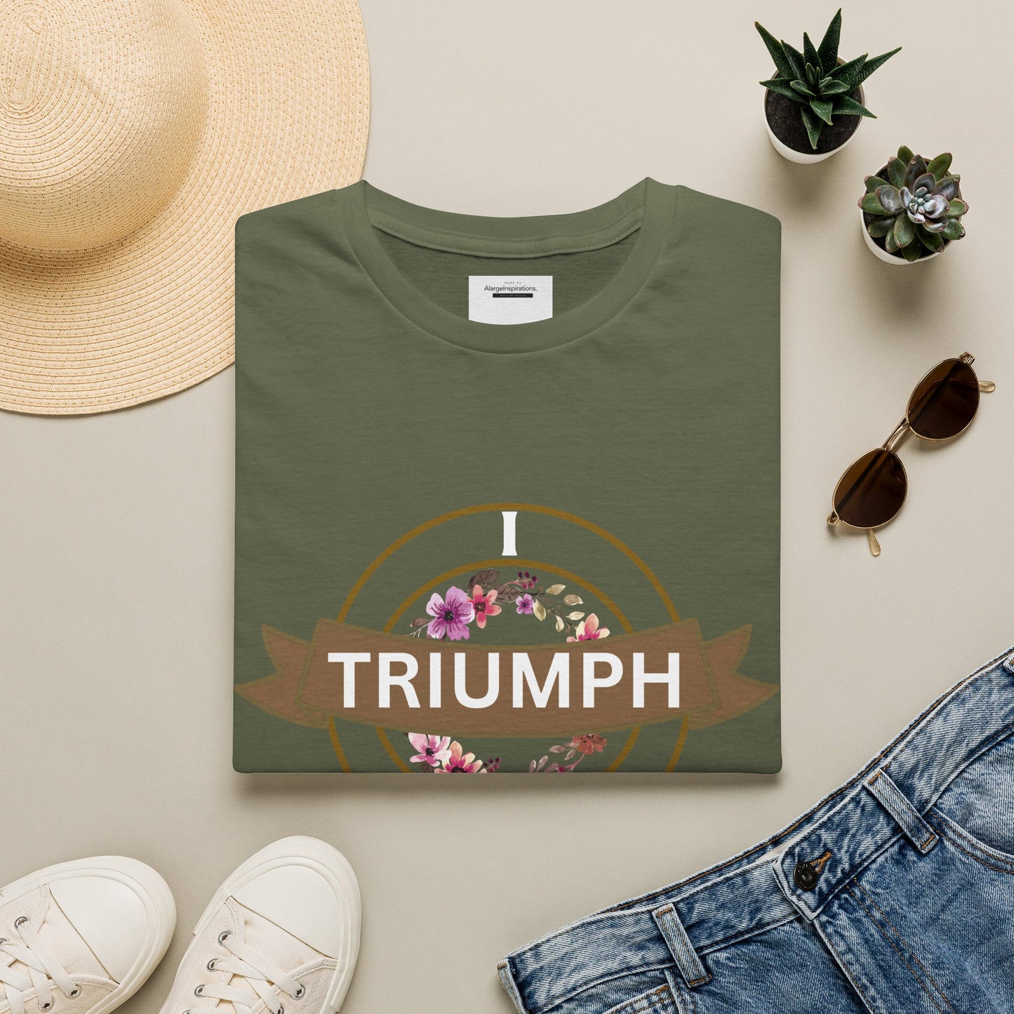 I Triumph Over All Faith T-Shirt | Christian Graphic Tee | Romans 8:37 | Inspirational Scripture Shirt Women Men | AlargeInspirations