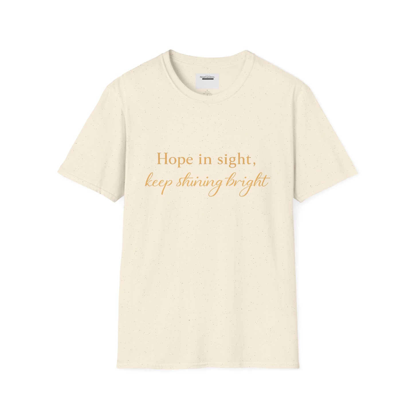 Hope in Sight Keep Shining Bright T-Shirt | Inspirational Faith Quote Shirt | Minimal Gold Typography Tee | Inspirational Script Tee