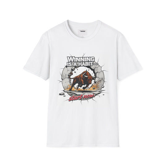 Winning Is a Habit Start Now Shirt | Charging Bull Gym Shirt | Hustle Mindset Tee | Motivational Fitness Shirt | Bull Strength Workout Tee