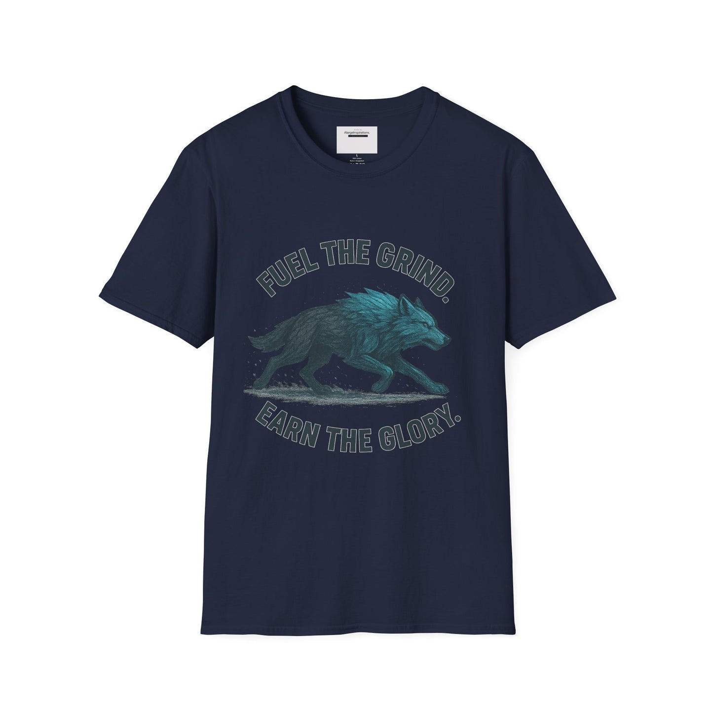 Fuel the Grind Earn the Glory Wolf Design | Wolf Art | Gym Apparel | Grind Mindset Shirt | Alpha Wolf Illustration | Training & Fitness Gift