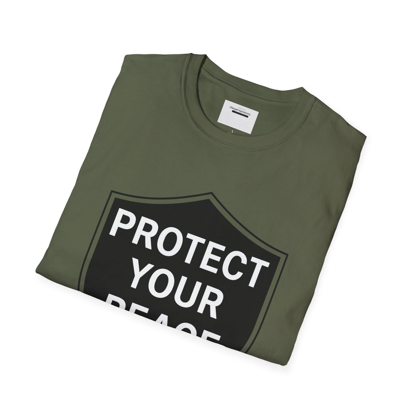 Protect Your Peace Shirt | Minimalist Shield Design, Mental Health Quote T-Shirt, Calm Strength Affirmation Apparel