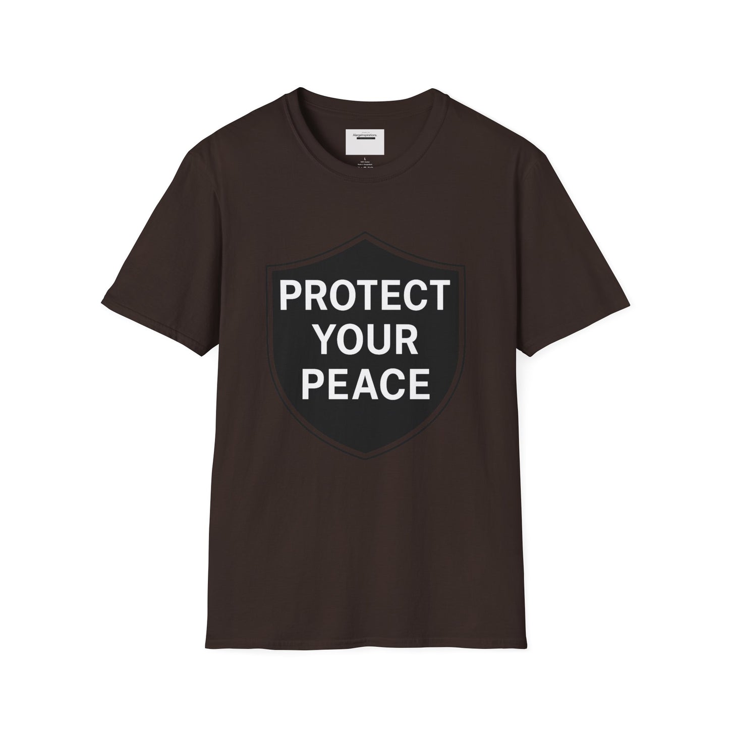 Protect Your Peace Shirt | Minimalist Shield Design, Mental Health Quote T-Shirt, Calm Strength Affirmation Apparel