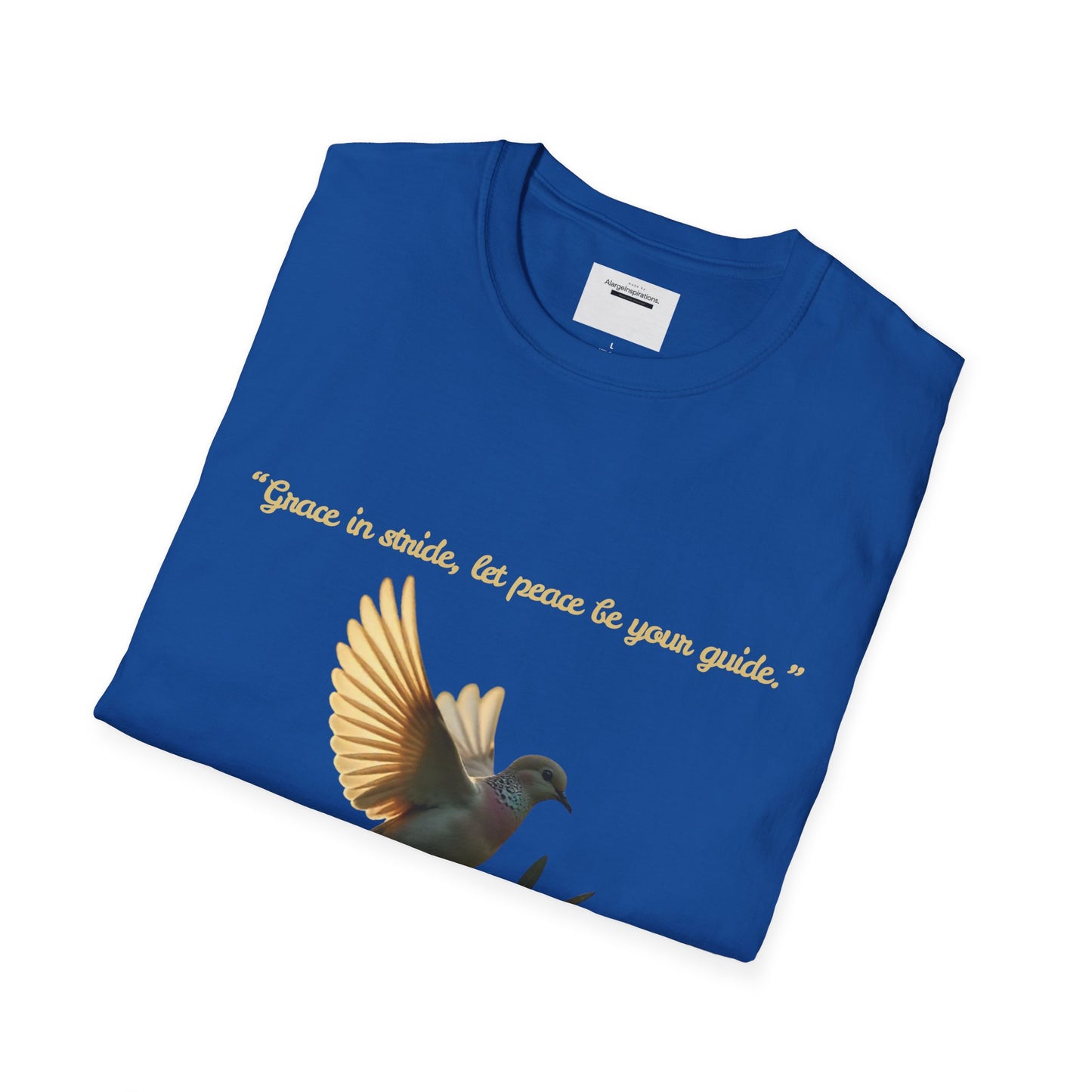 Grace in Stride, Peace as Your Guide Graphic T-Shirt, Unisex T, Mindfulness Shirt, Minimalist Gift for Dove Lovers, Positive Quotes T-Shirt