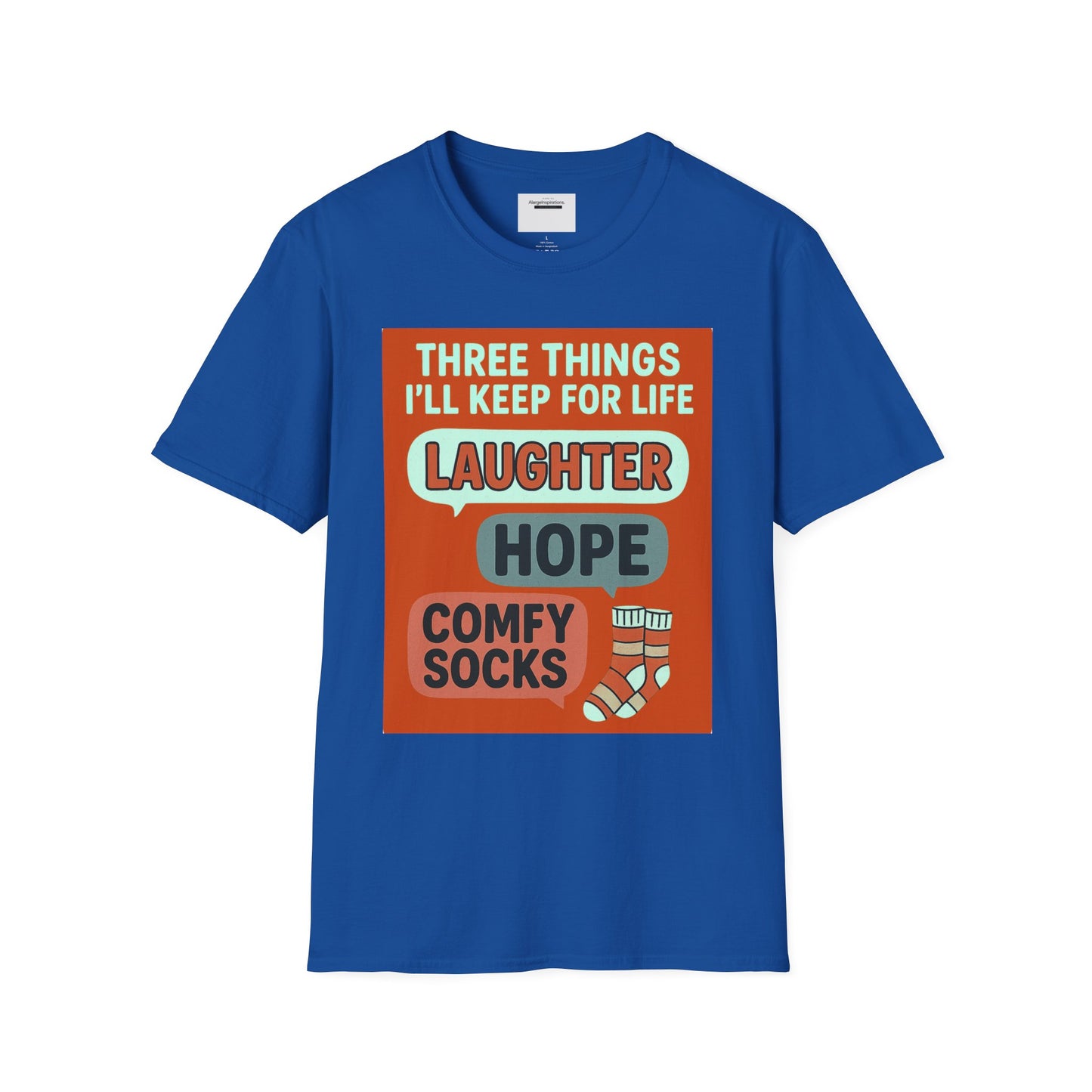 Laughter Hope Comfy Socks T-Shirt, Unisex Humor Tee, Fun Life Motto Shirt, Comfortable Apparel,Hope & Comfy Socks,Cozy Inspirational T-Shirt