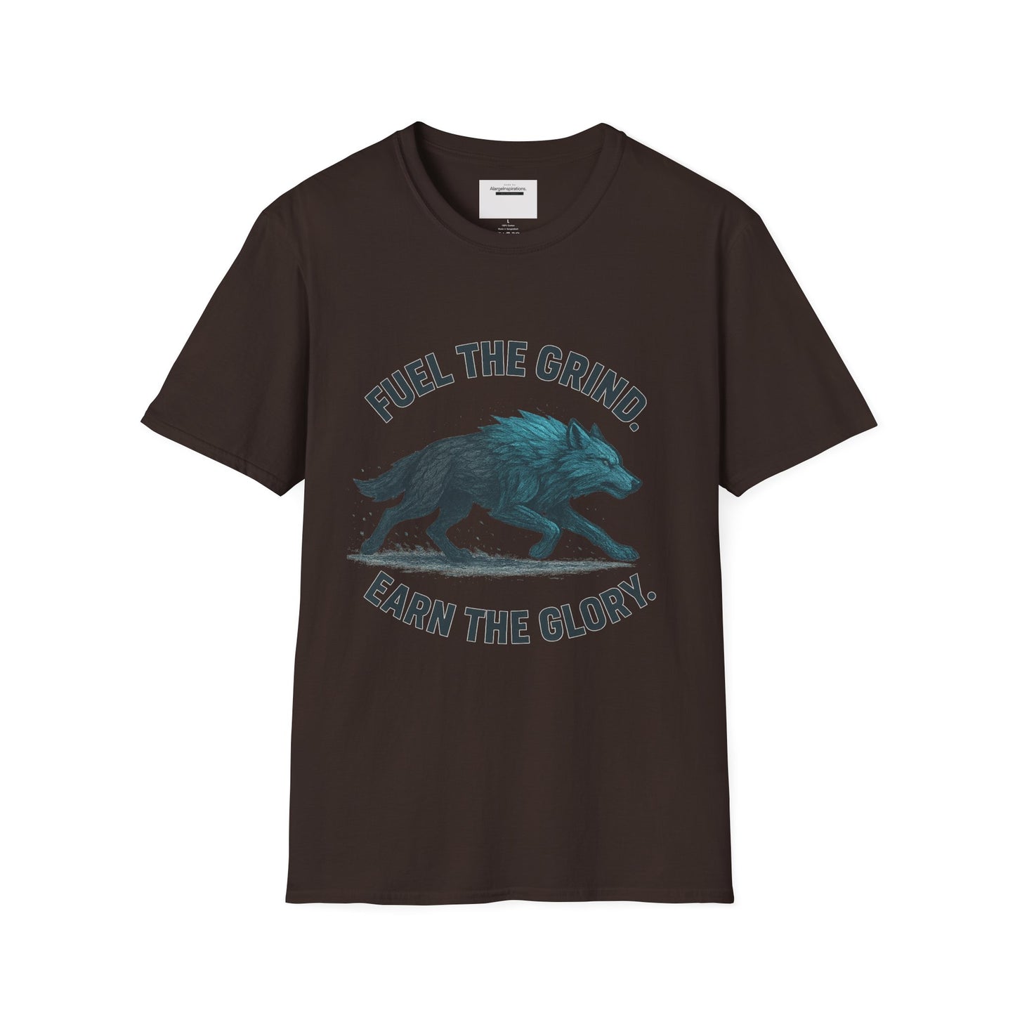 Fuel the Grind Earn the Glory Wolf Design | Wolf Art | Gym Apparel | Grind Mindset Shirt | Alpha Wolf Illustration | Training & Fitness Gift