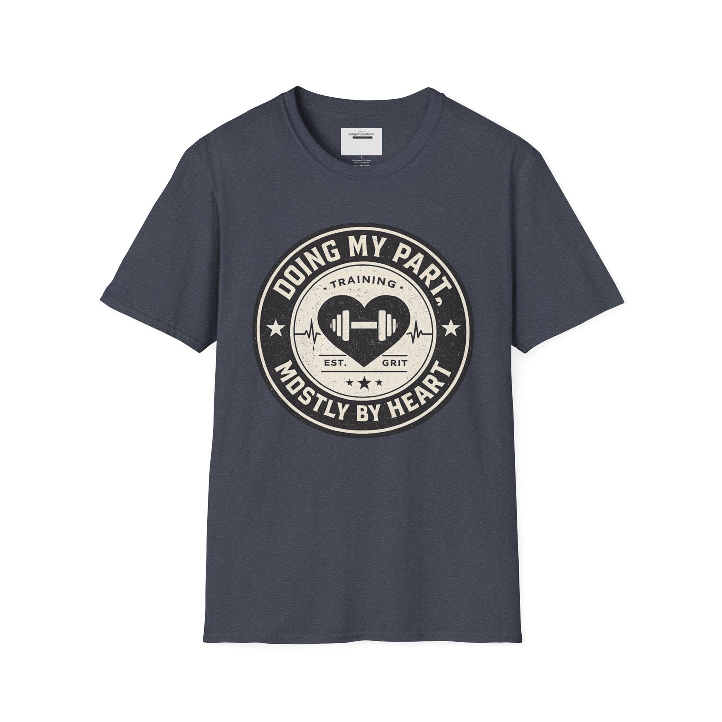Doing My Part Mostly by Heart T-Shirt | Vintage Fitness Logo Tee | Gym Motivation Shirt | Athletic Grit Apparel