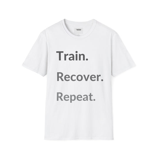 Train. Recover. Repeat. Shirt | Minimal Typography Gym T-Shirt | Mental Discipline Workout Tee | Fitness Motivation Apparel