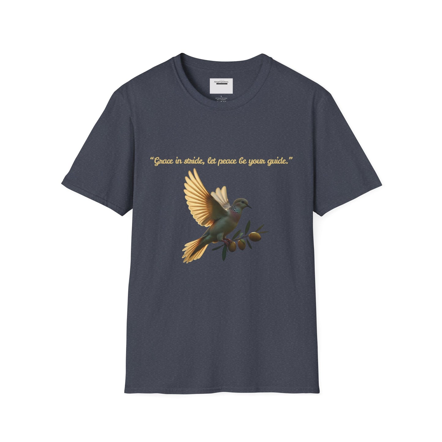 Grace in Stride, Peace as Your Guide Graphic T-Shirt, Unisex T, Mindfulness Shirt, Minimalist Gift for Dove Lovers, Positive Quotes T-Shirt