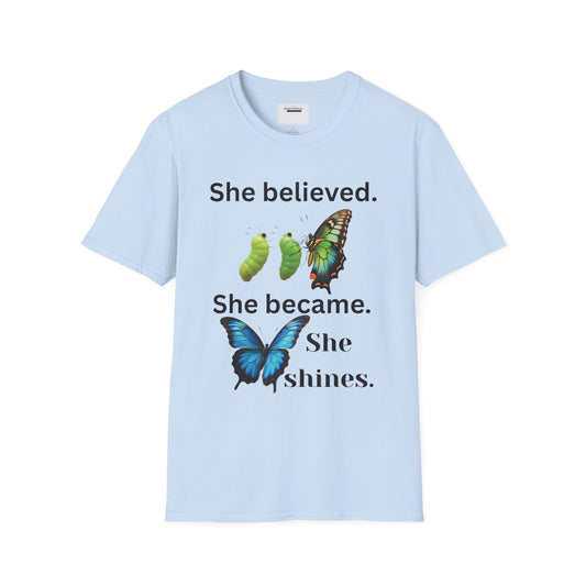Inspirational Butterfly T-Shirt |feminine Motivational Tee for Growth, Self-Belief, Empowerment,Inspirational Butterfly Transformation Shirt