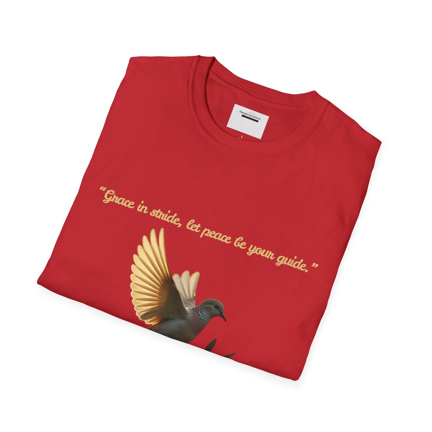 Grace in Stride, Peace as Your Guide Graphic T-Shirt, Unisex T, Mindfulness Shirt, Minimalist Gift for Dove Lovers, Positive Quotes T-Shirt