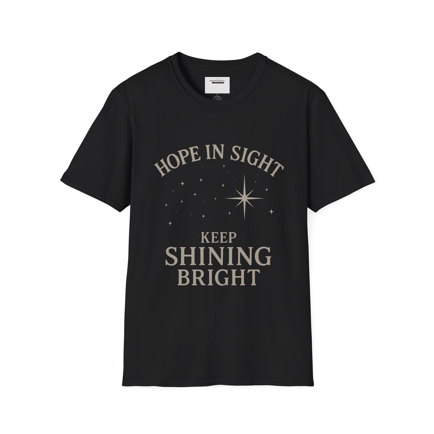 Hope in Sight, Keep Shining Bright, Starry Night Inspired T-Shirt | Inspirational Quote Tee, Gift Idea, Motivational Apparel, Hopeful Style