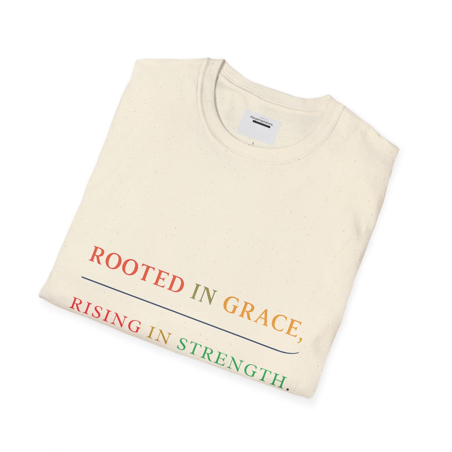 Rooted in Grace Rising in Strength Shirt | Faith Inspired Christian T-Shirt | Minimal Inspirational Quote Gift