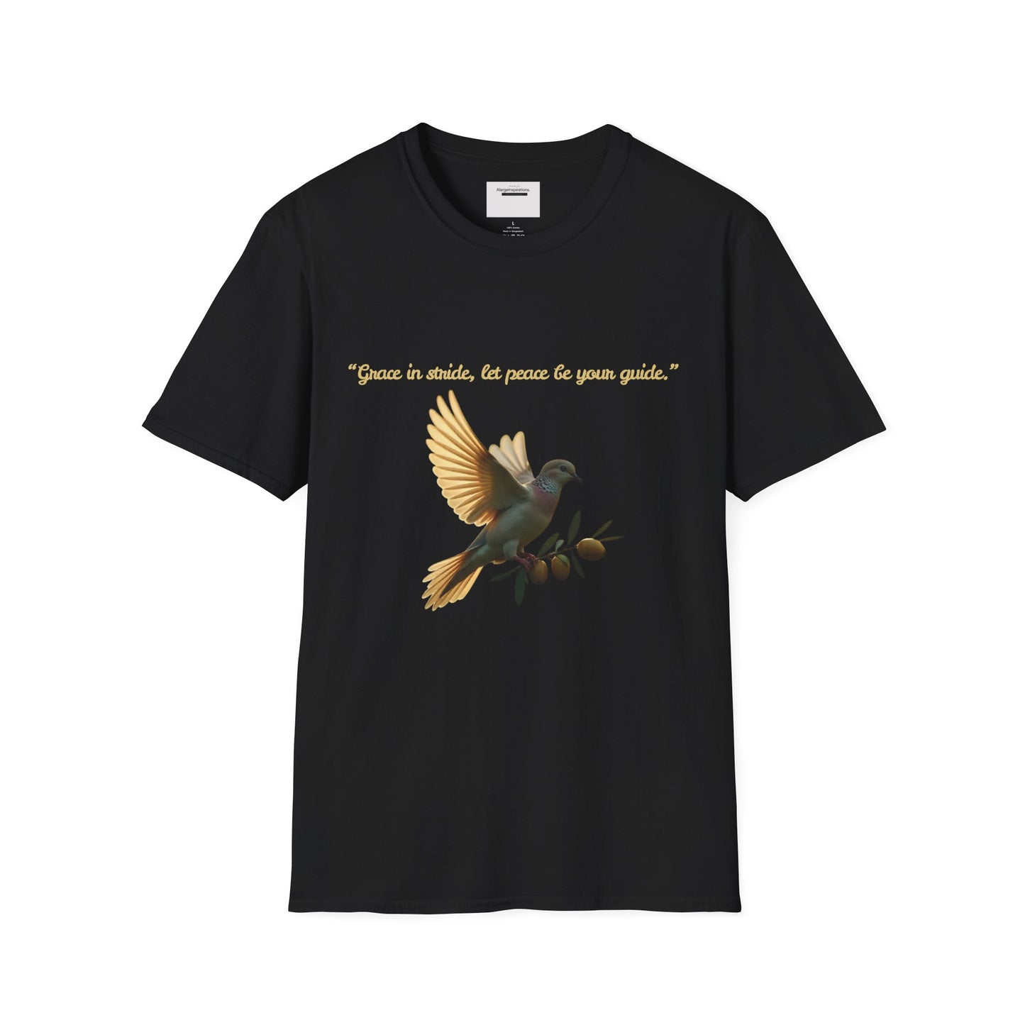 Grace in Stride, Peace as Your Guide Graphic T-Shirt, Unisex T, Mindfulness Shirt, Minimalist Gift for Dove Lovers, Positive Quotes T-Shirt
