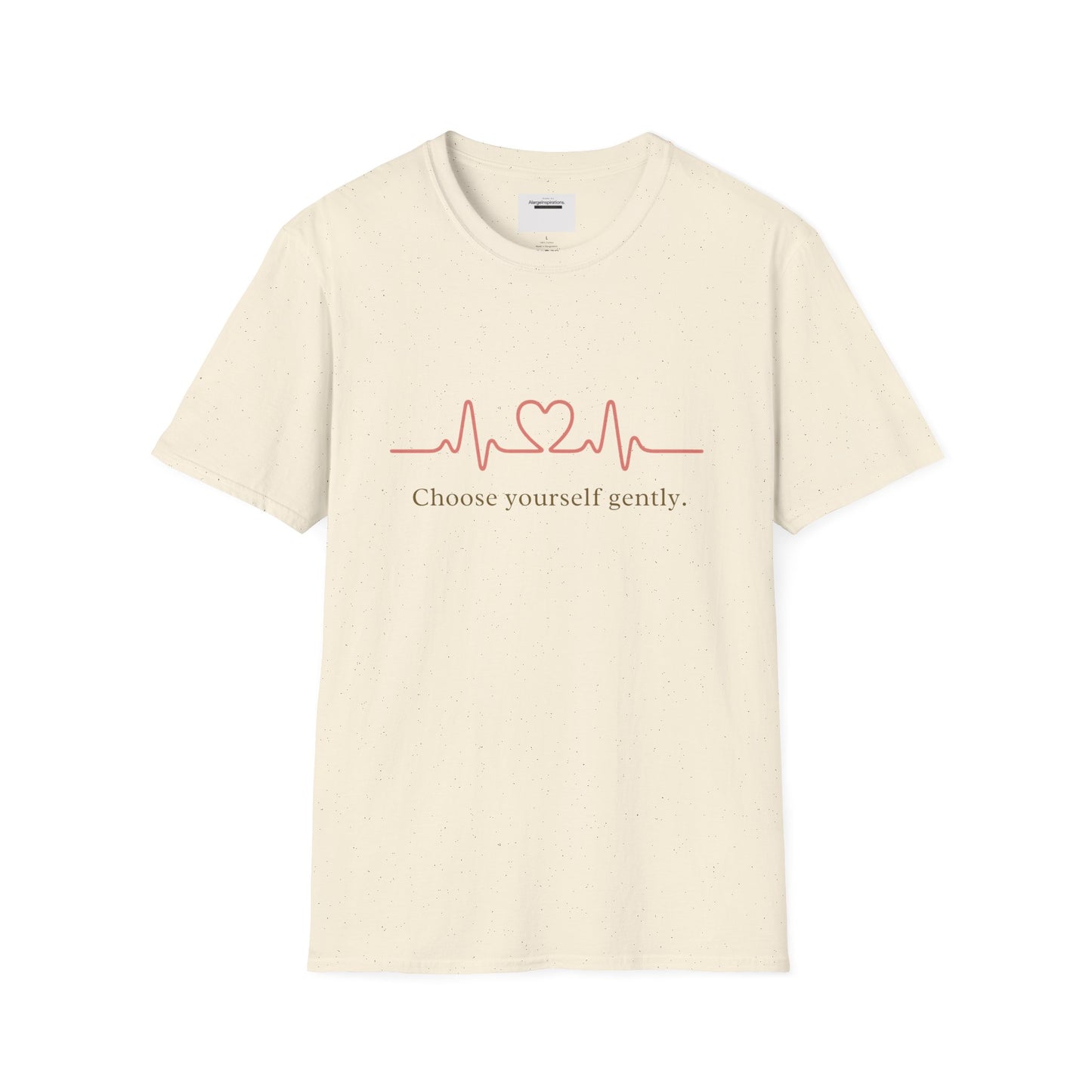 Choose Yourself Gently Shirt | Self Care Affirmation Tee, Soft Heartbeat Line Design, Mental Wellness Quote, Calm Mindset Apparel