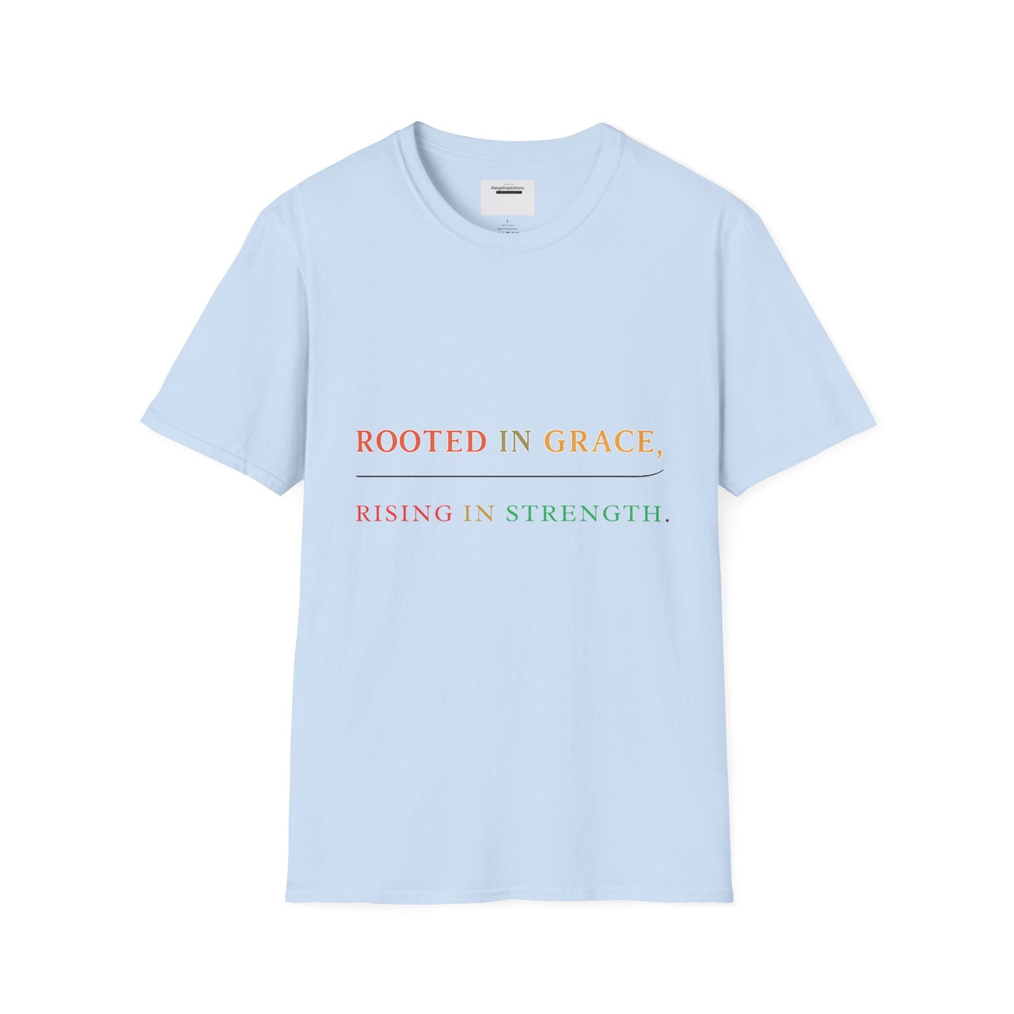 Rooted in Grace Rising in Strength Shirt | Faith Inspired Christian T-Shirt | Minimal Inspirational Quote Gift