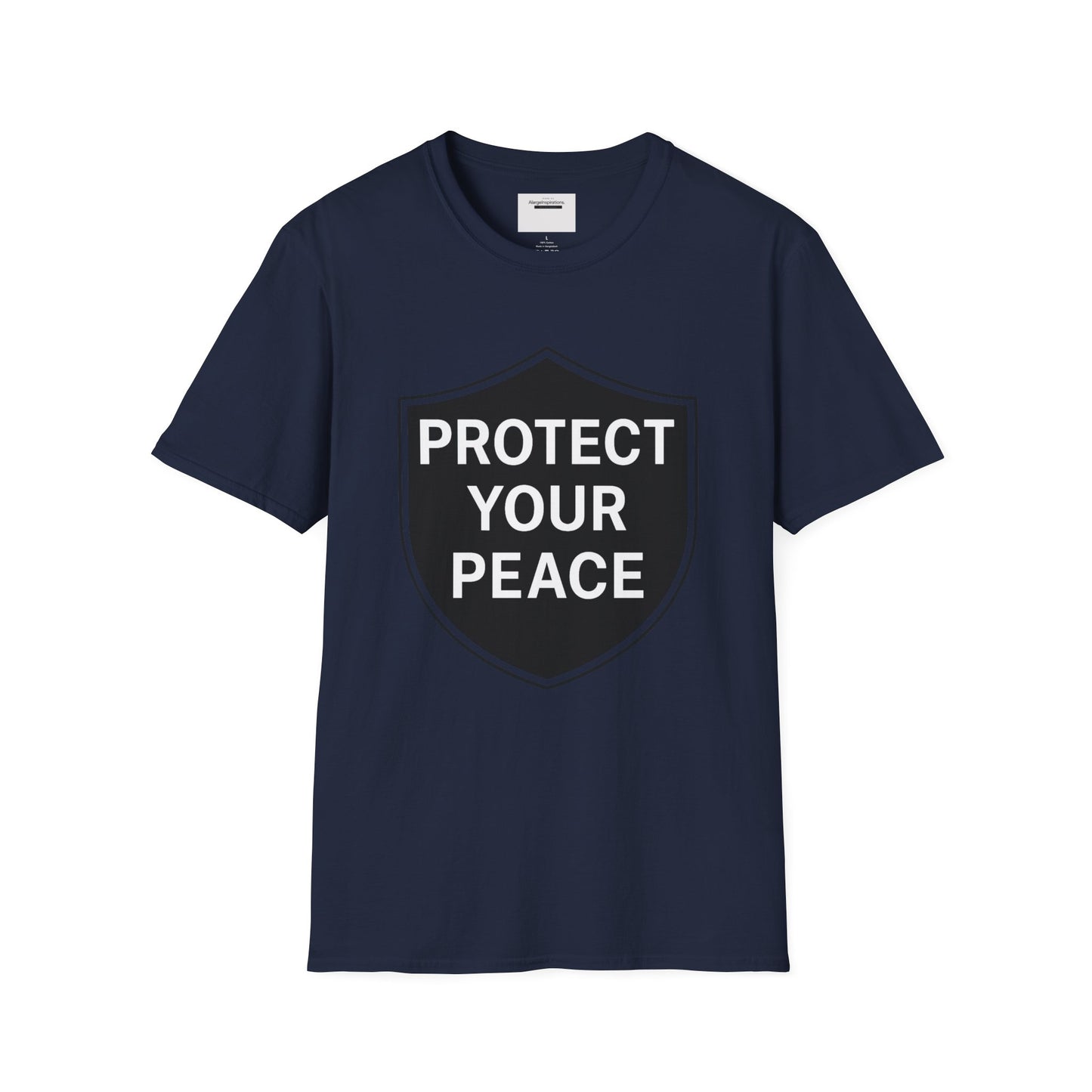 Protect Your Peace Shirt | Minimalist Shield Design, Mental Health Quote T-Shirt, Calm Strength Affirmation Apparel