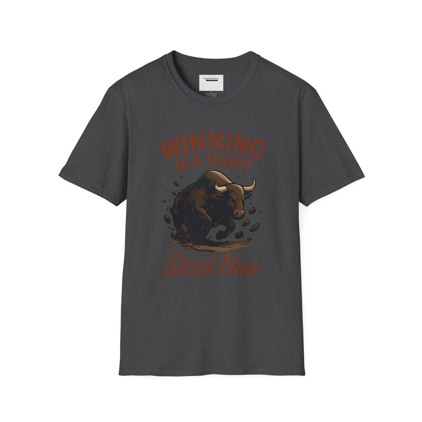 Winning Is a Habit Shirt , Charging Bull T-Shirt, Motivational Fitness Tee, Hustle Mindset , Breakthrough Bull Design, Unisex Training Gift