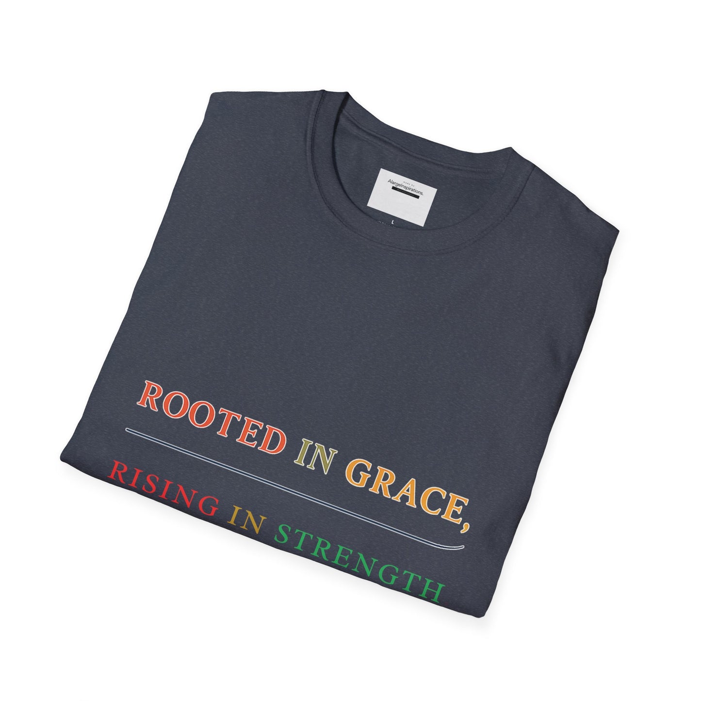 Rooted in Grace Rising in Strength Shirt | Faith Inspired Christian T-Shirt | Minimal Inspirational Quote Gift