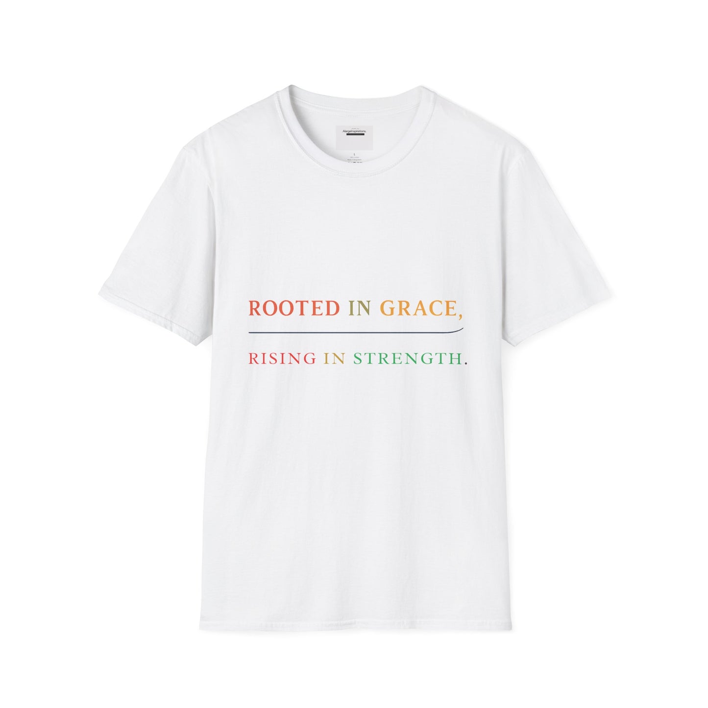 Rooted in Grace Rising in Strength Shirt | Faith Inspired Christian T-Shirt | Minimal Inspirational Quote Gift