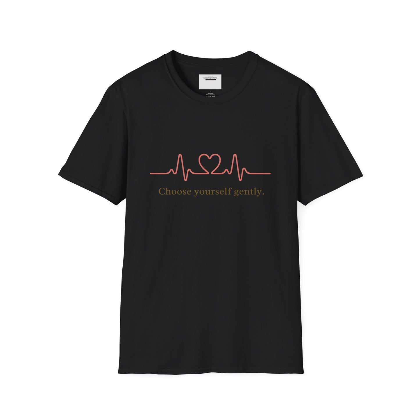 Choose Yourself Gently Shirt | Self Care Affirmation Tee, Soft Heartbeat Line Design, Mental Wellness Quote, Calm Mindset Apparel
