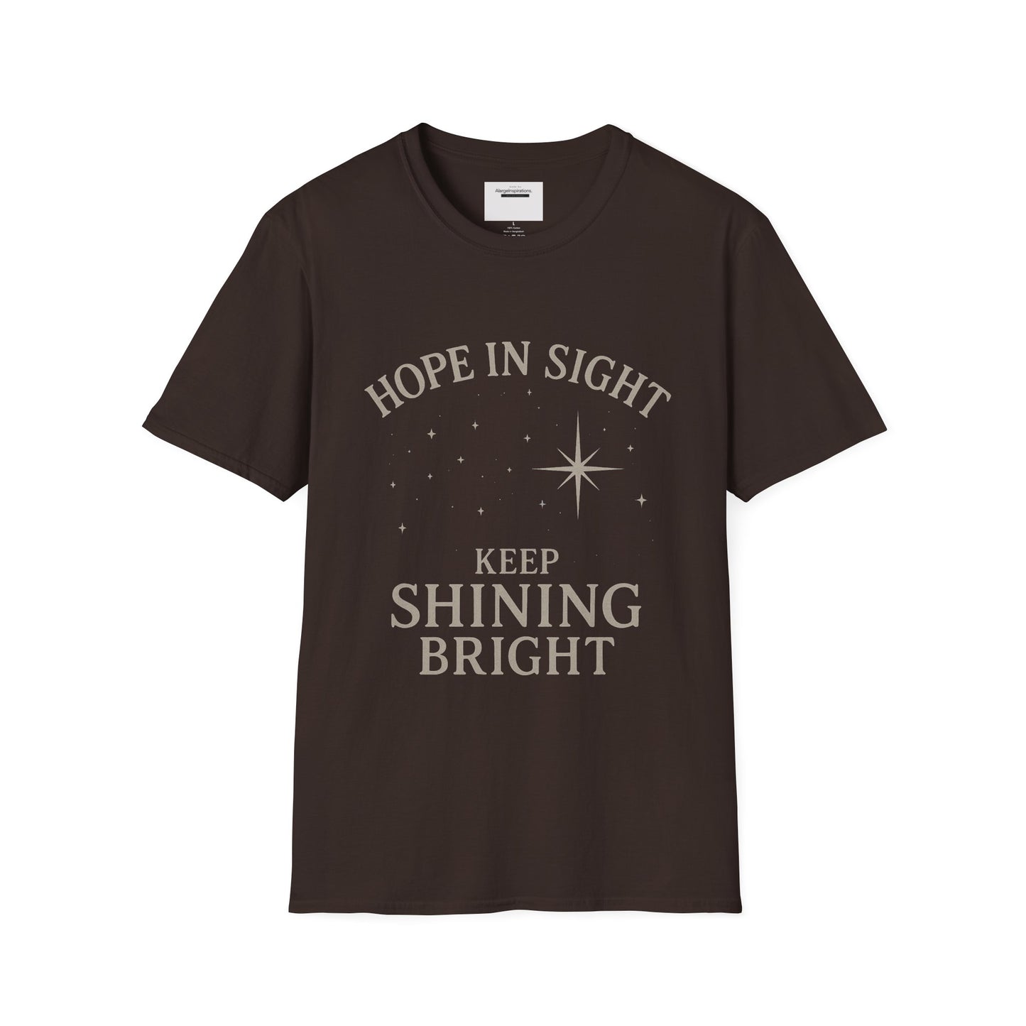 Hope in Sight, Keep Shining Bright, Starry Night Inspired T-Shirt | Inspirational Quote Tee, Gift Idea, Motivational Apparel, Hopeful Style