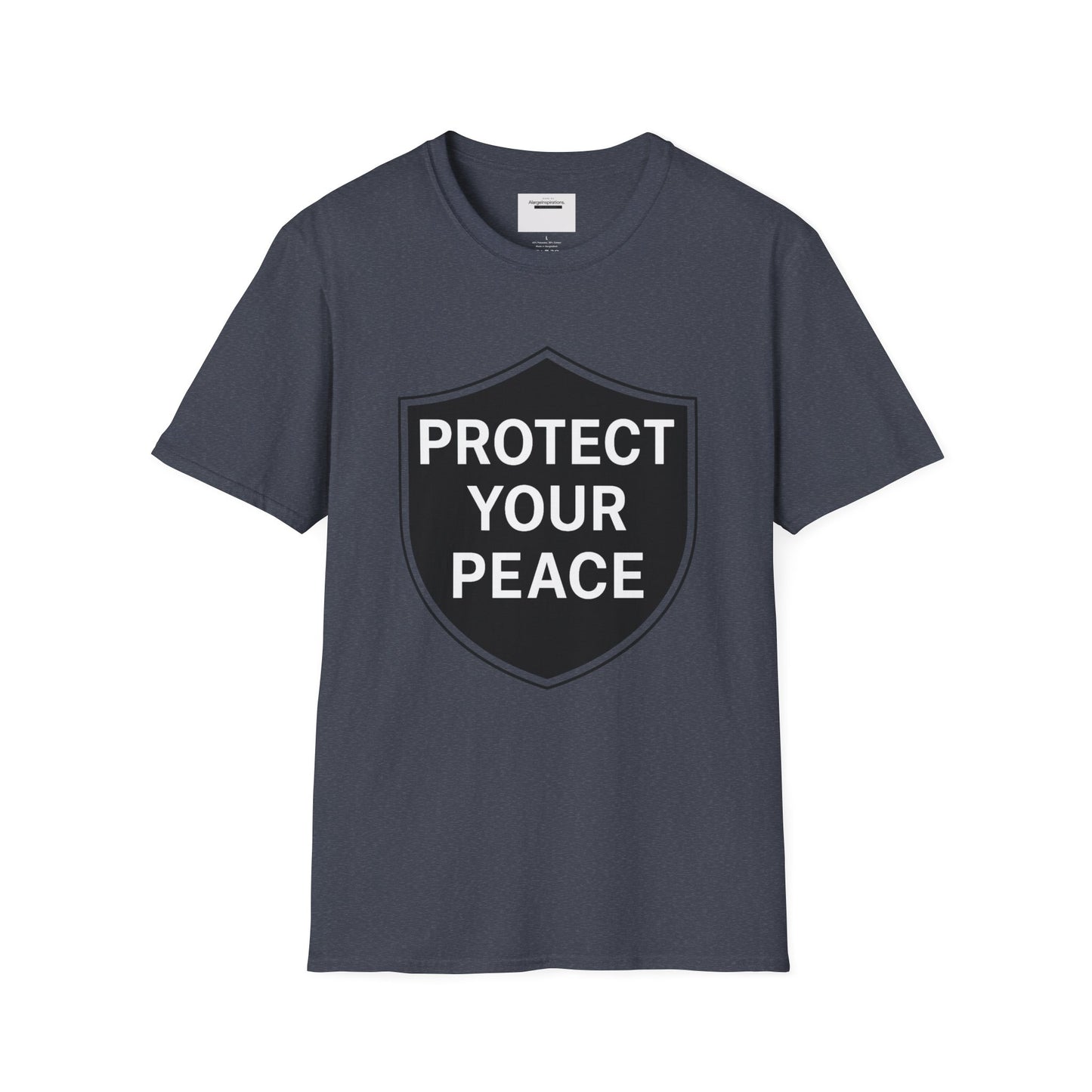 Protect Your Peace Shirt | Minimalist Shield Design, Mental Health Quote T-Shirt, Calm Strength Affirmation Apparel