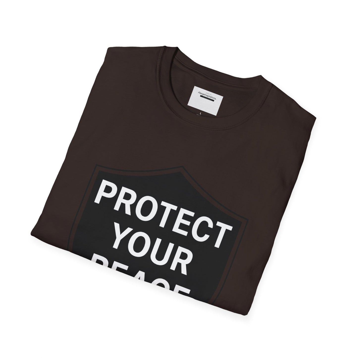 Protect Your Peace Shirt | Minimalist Shield Design, Mental Health Quote T-Shirt, Calm Strength Affirmation Apparel