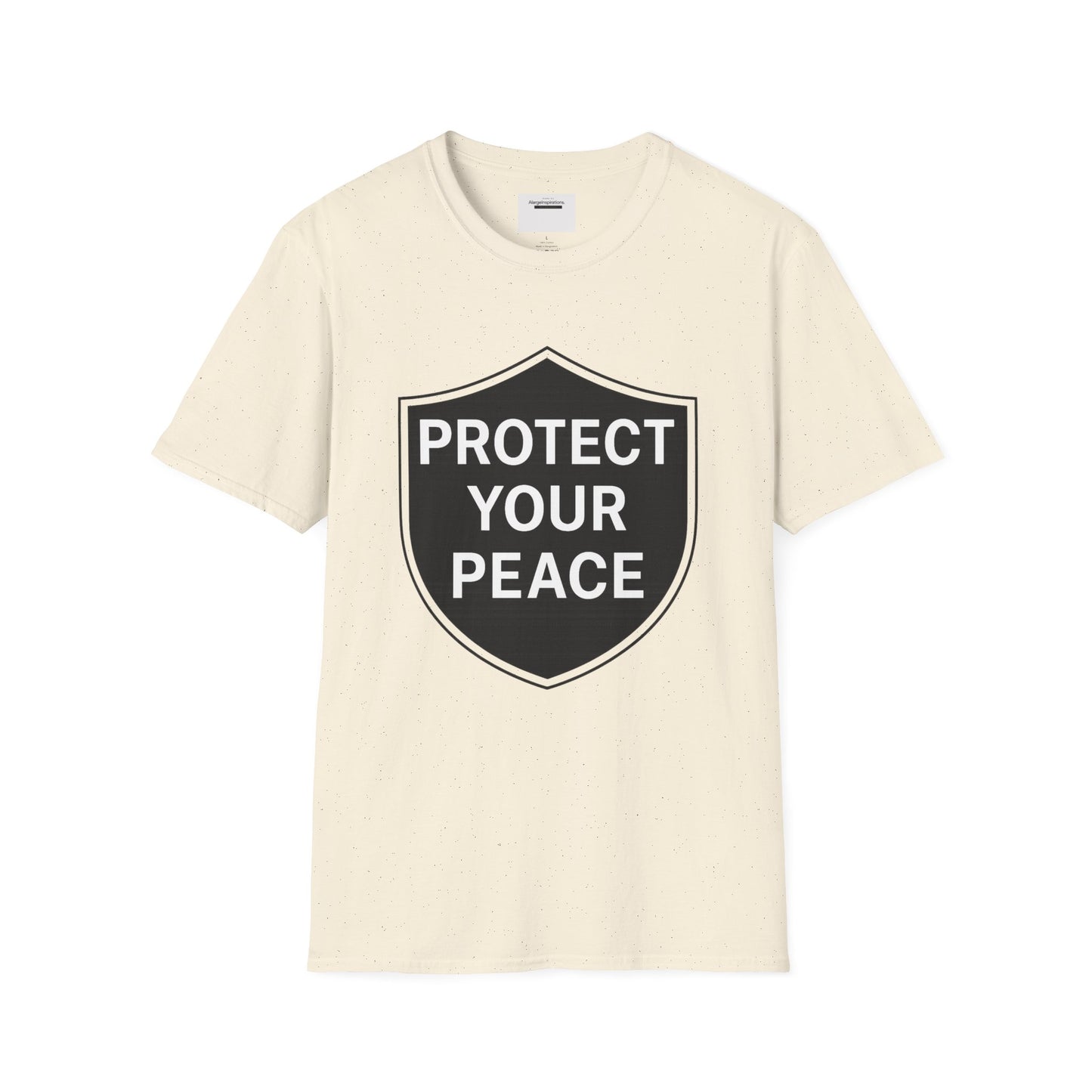 Protect Your Peace Shirt | Minimalist Shield Design, Mental Health Quote T-Shirt, Calm Strength Affirmation Apparel