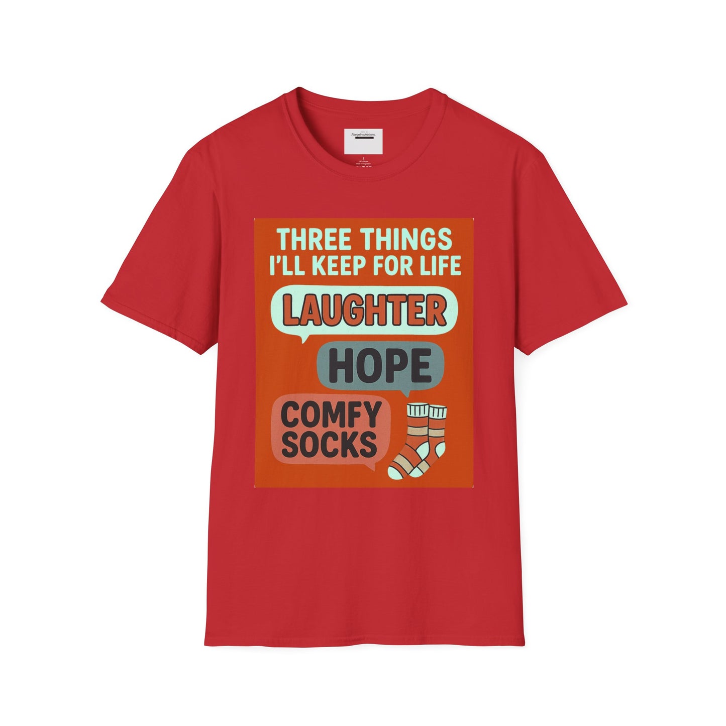 Laughter Hope Comfy Socks T-Shirt, Unisex Humor Tee, Fun Life Motto Shirt, Comfortable Apparel,Hope & Comfy Socks,Cozy Inspirational T-Shirt