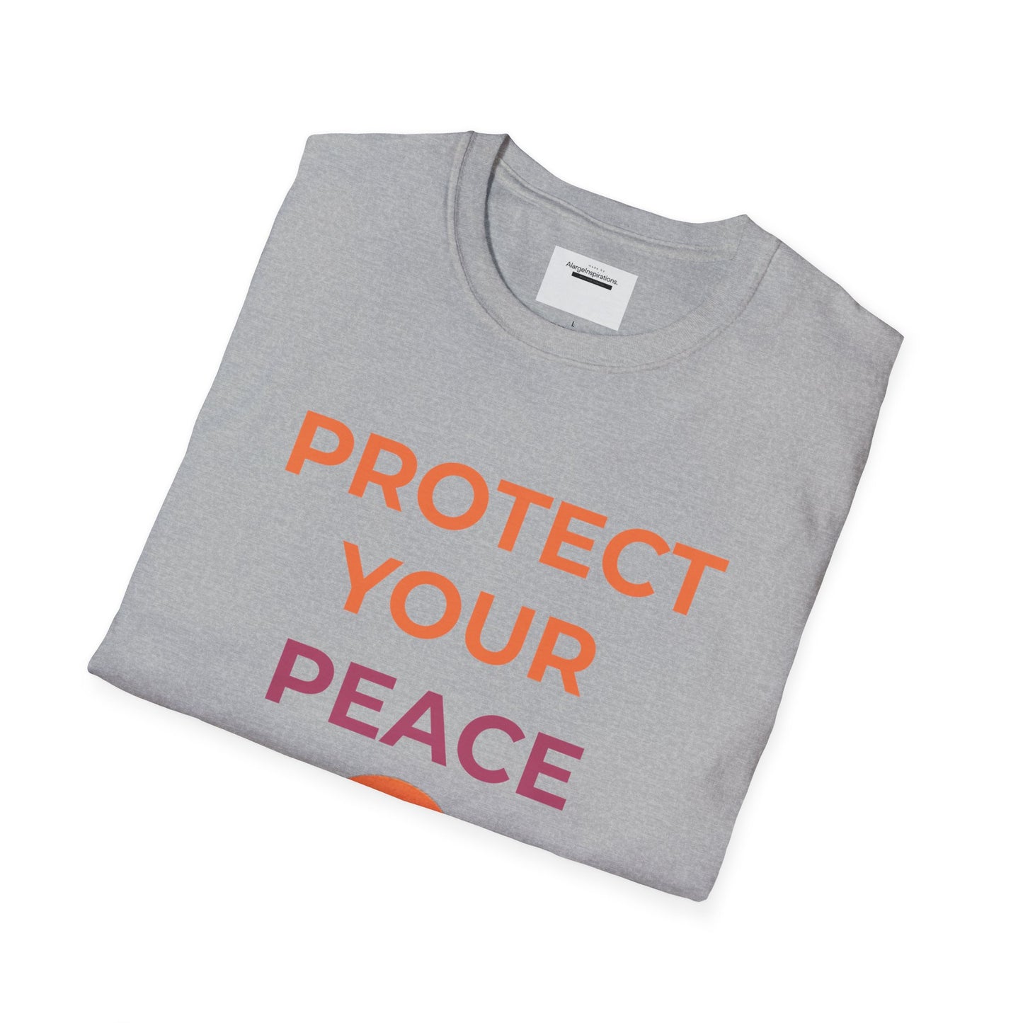 Mindfulness & Nature-Unisex Softstyle T-Shirt ,Protect Your Peace Mountain Sunset Tee, Self-Care Gift, Gift for Nature Lovers, Meditation,