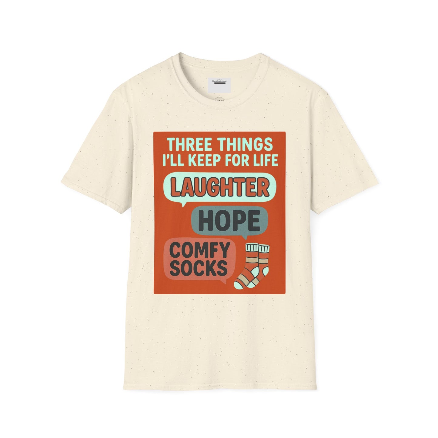 Laughter Hope Comfy Socks T-Shirt, Unisex Humor Tee, Fun Life Motto Shirt, Comfortable Apparel,Hope & Comfy Socks,Cozy Inspirational T-Shirt