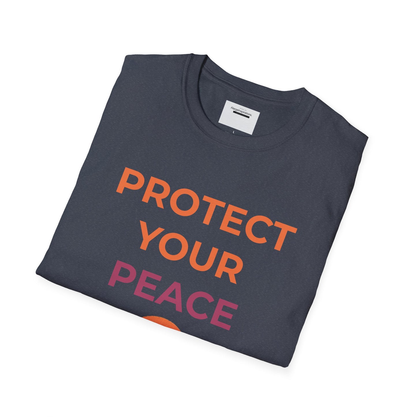 Mindfulness & Nature-Unisex Softstyle T-Shirt ,Protect Your Peace Mountain Sunset Tee, Self-Care Gift, Gift for Nature Lovers, Meditation,