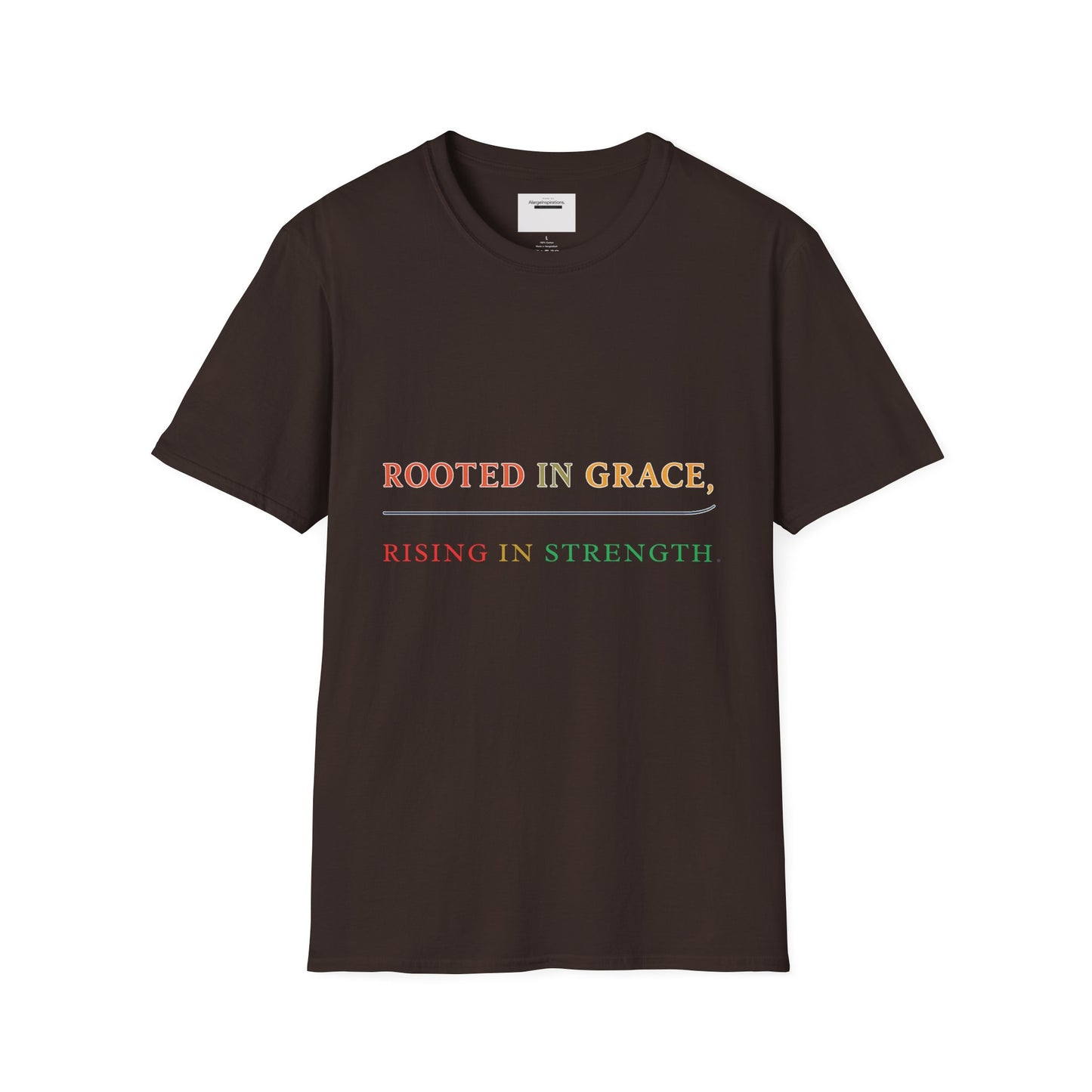 Rooted in Grace Rising in Strength Shirt | Faith Inspired Christian T-Shirt | Minimal Inspirational Quote Gift