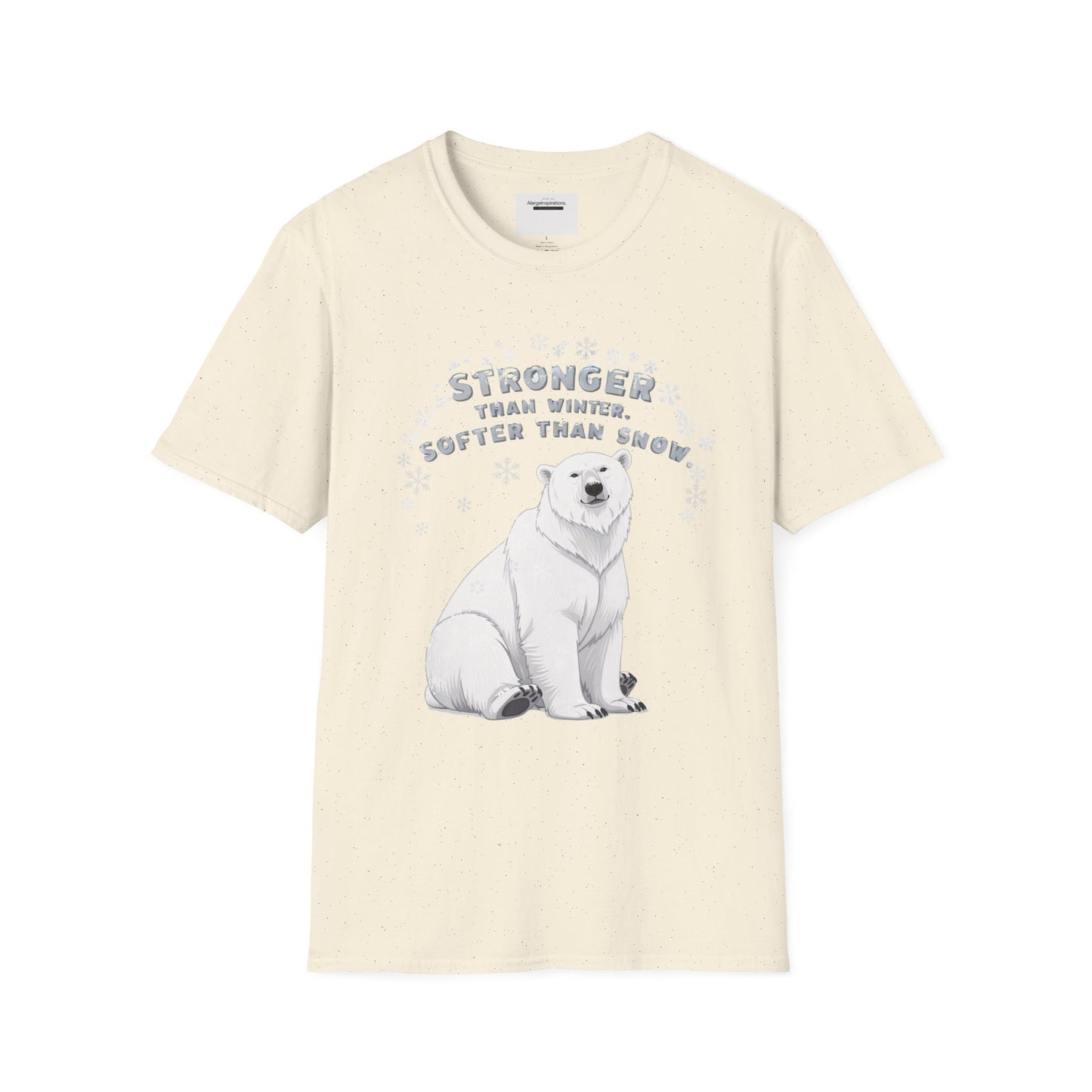 Stronger Than Winter Softer Than Snow Shirt | Polar Bear Snowflake Harmony Tee | Gentle Strength Xmas Shirt | Arctic Animal Winter Quote