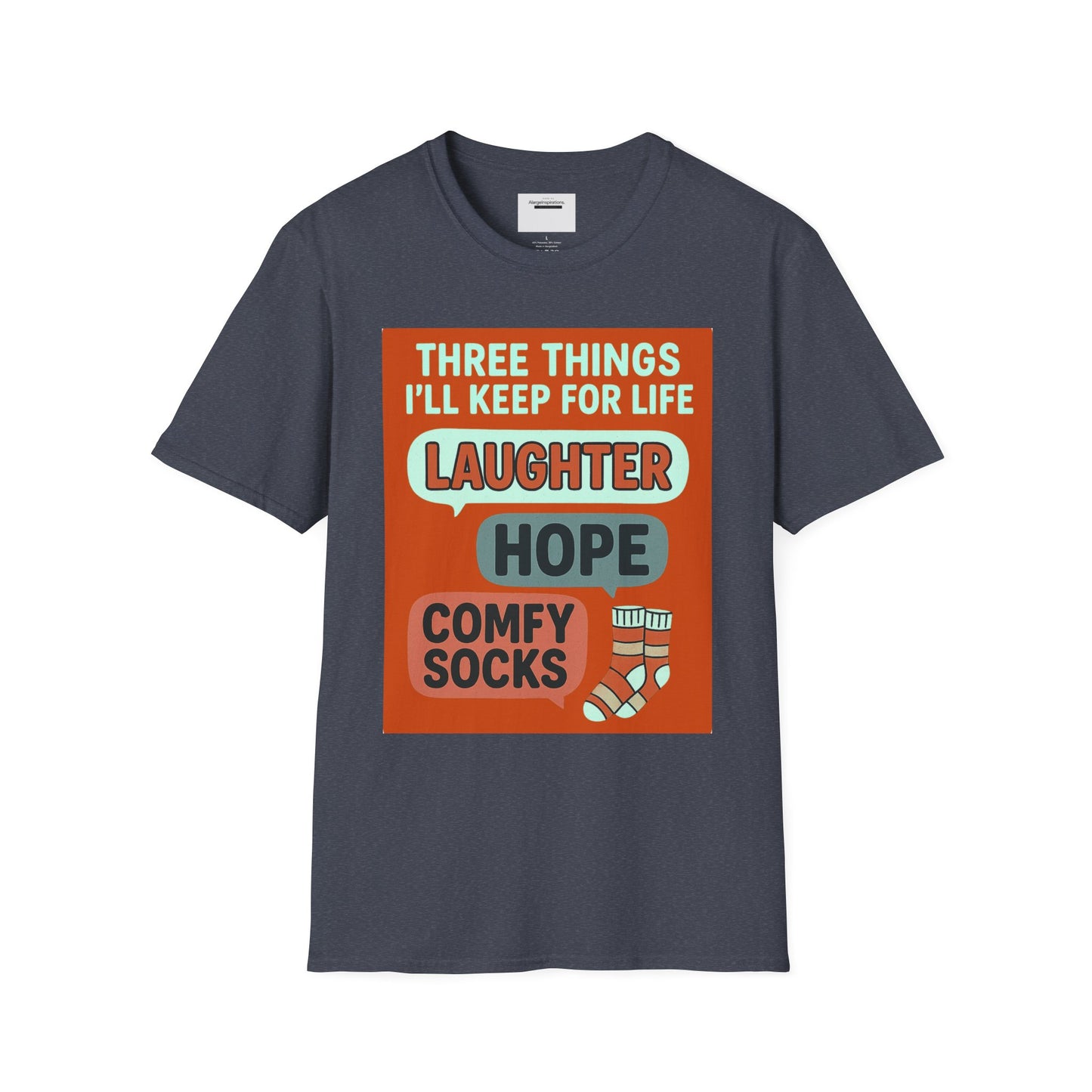 Laughter Hope Comfy Socks T-Shirt, Unisex Humor Tee, Fun Life Motto Shirt, Comfortable Apparel,Hope & Comfy Socks,Cozy Inspirational T-Shirt
