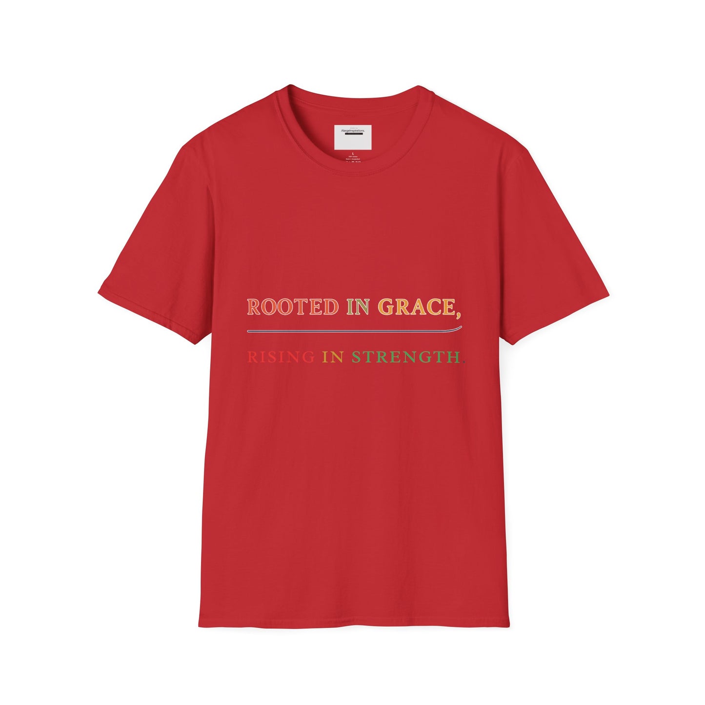 Rooted in Grace Rising in Strength Shirt | Faith Inspired Christian T-Shirt | Minimal Inspirational Quote Gift