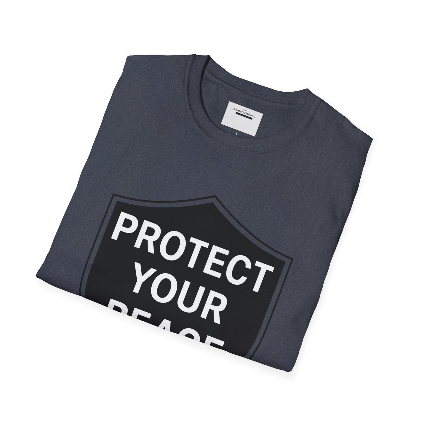 Protect Your Peace Shirt | Minimalist Shield Design, Mental Health Quote T-Shirt, Calm Strength Affirmation Apparel