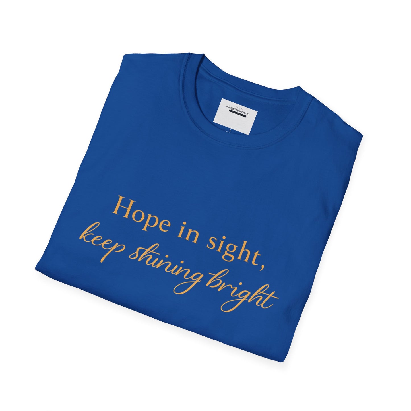 Hope in Sight Keep Shining Bright T-Shirt | Inspirational Faith Quote Shirt | Minimal Gold Typography Tee | Inspirational Script Tee