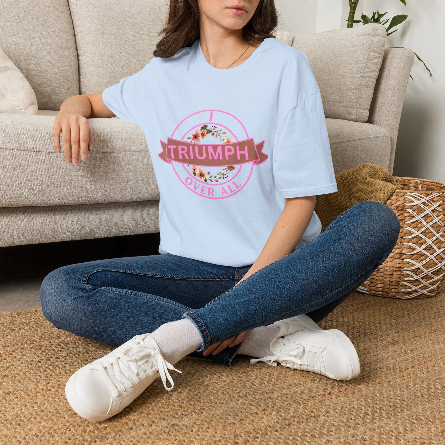I Triumph Over All Faith T-Shirt | Christian Graphic Tee | Romans 8:37 | Inspirational Scripture Shirt Women Men | AlargeInspirations