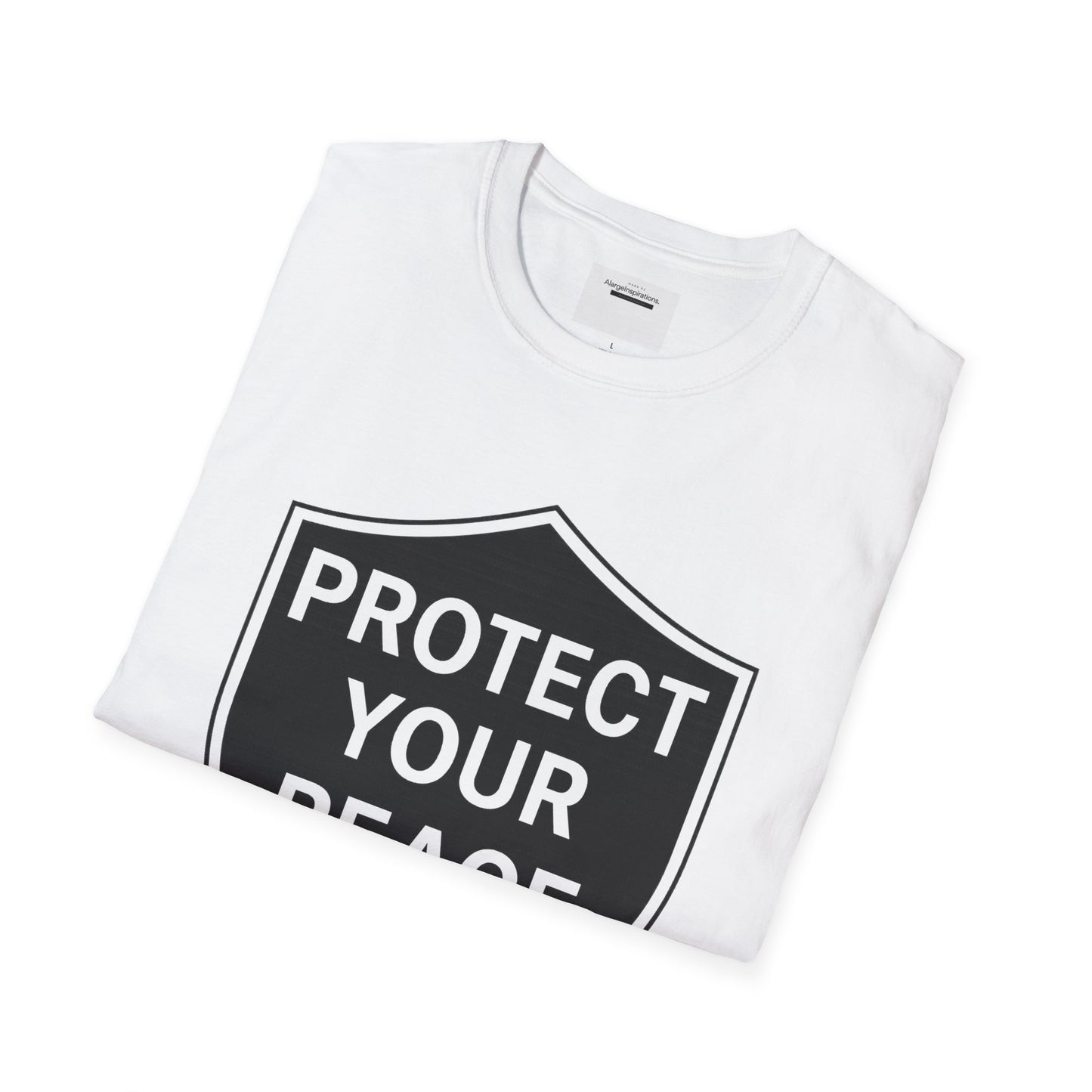 Protect Your Peace Shirt | Minimalist Shield Design, Mental Health Quote T-Shirt, Calm Strength Affirmation Apparel