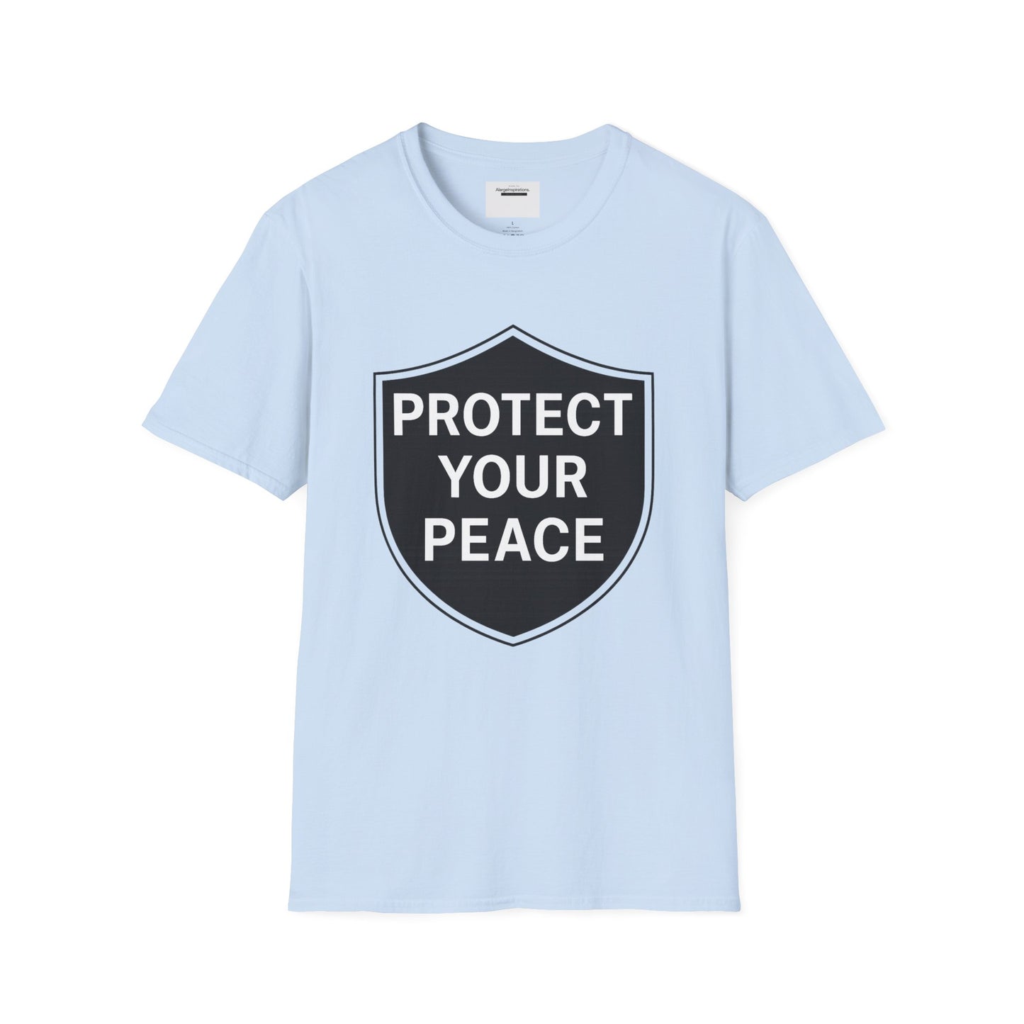 Protect Your Peace Shirt | Minimalist Shield Design, Mental Health Quote T-Shirt, Calm Strength Affirmation Apparel