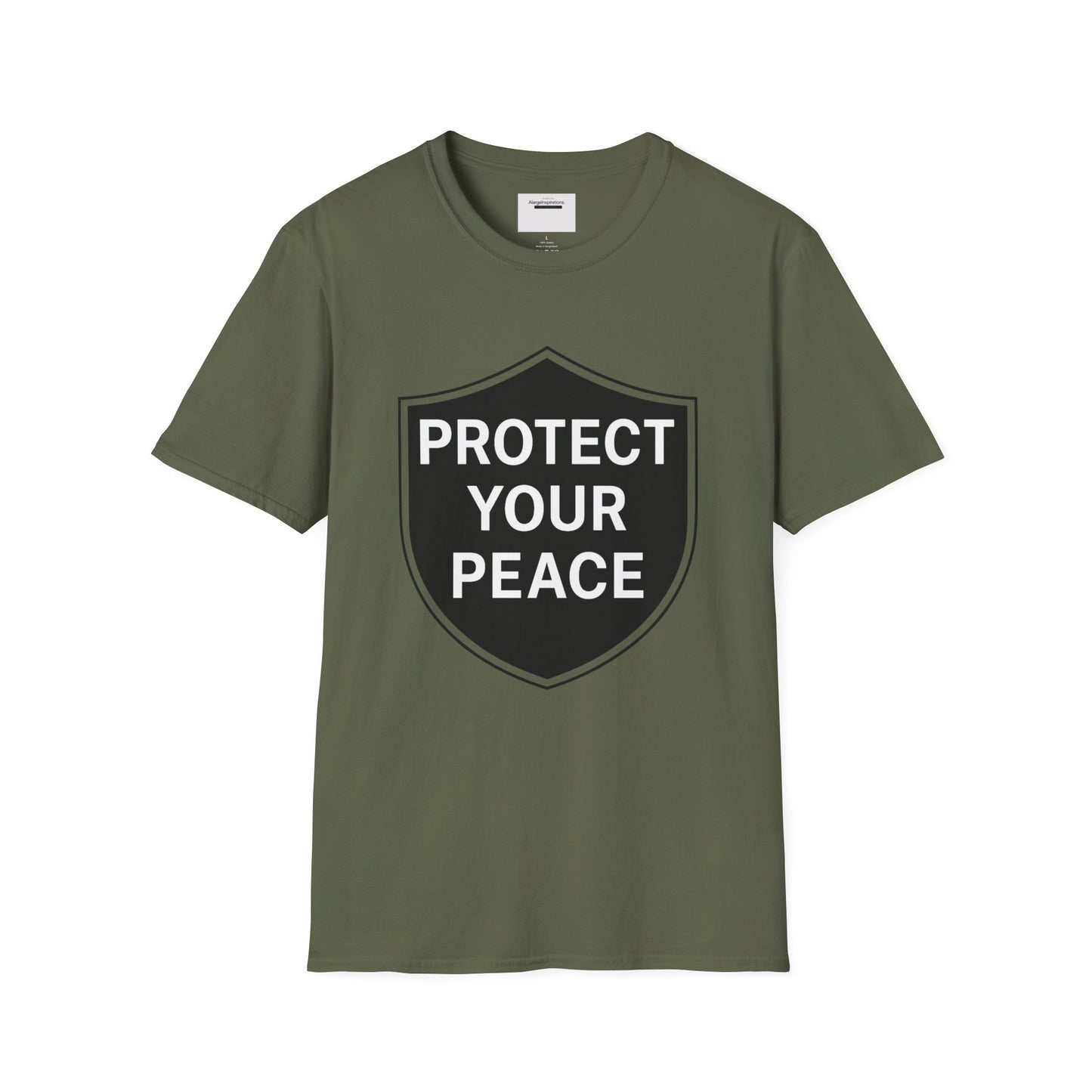 Protect Your Peace Shirt | Minimalist Shield Design, Mental Health Quote T-Shirt, Calm Strength Affirmation Apparel