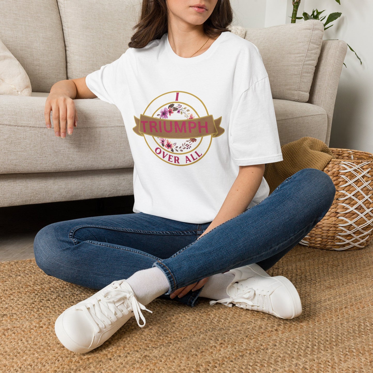 I Triumph Over All Faith T-Shirt | Christian Graphic Tee | Romans 8:37 | Inspirational Scripture Shirt Women Men | AlargeInspirations