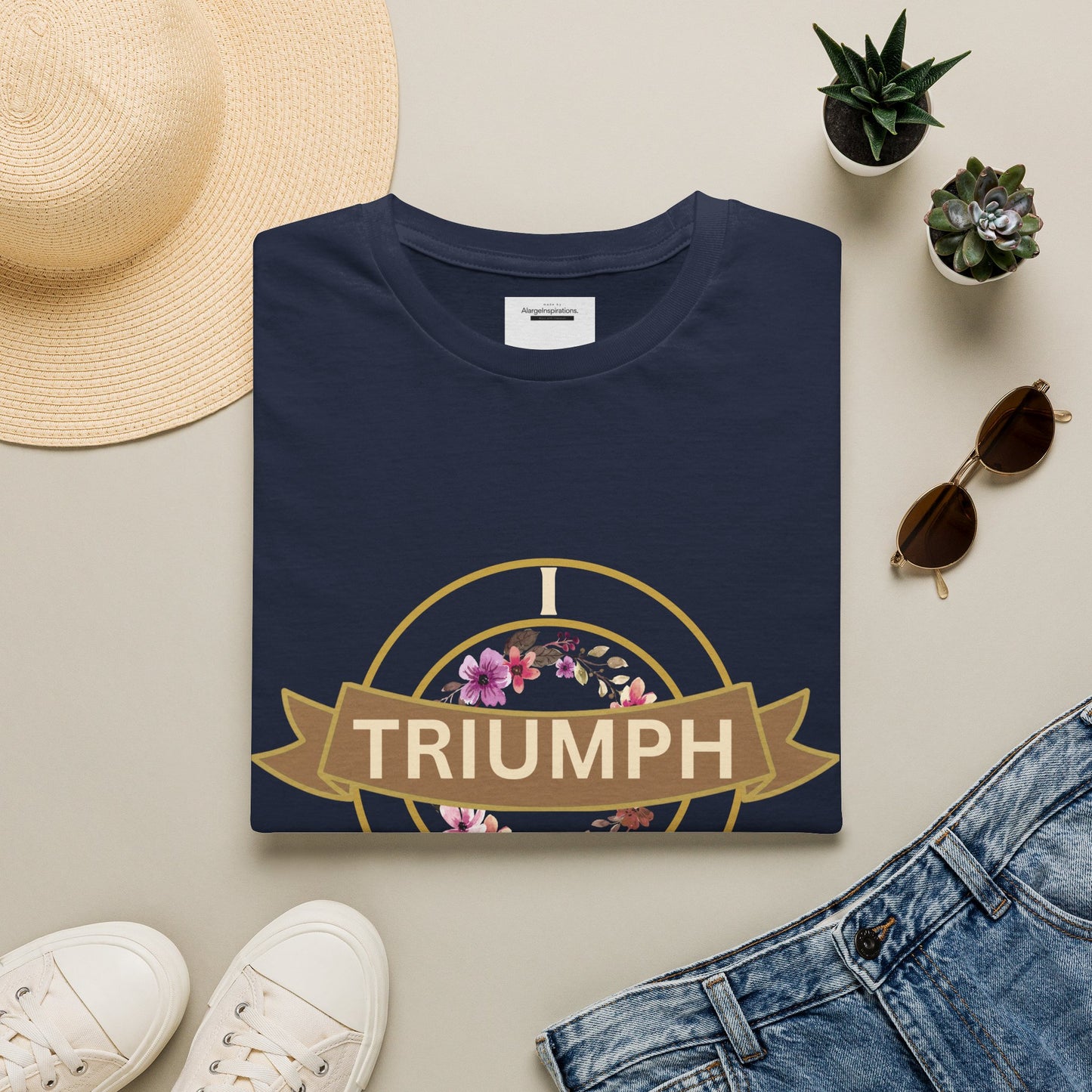 I Triumph Over All Faith T-Shirt | Christian Graphic Tee | Romans 8:37 | Inspirational Scripture Shirt Women Men | AlargeInspirations
