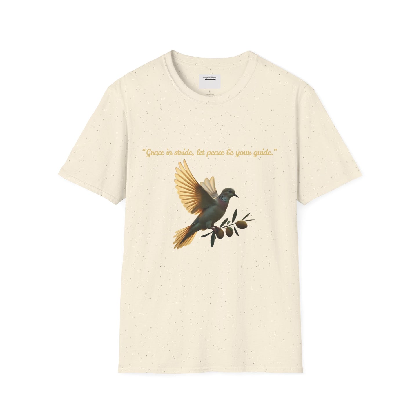 Grace in Stride, Peace as Your Guide Graphic T-Shirt, Unisex T, Mindfulness Shirt, Minimalist Gift for Dove Lovers, Positive Quotes T-Shirt
